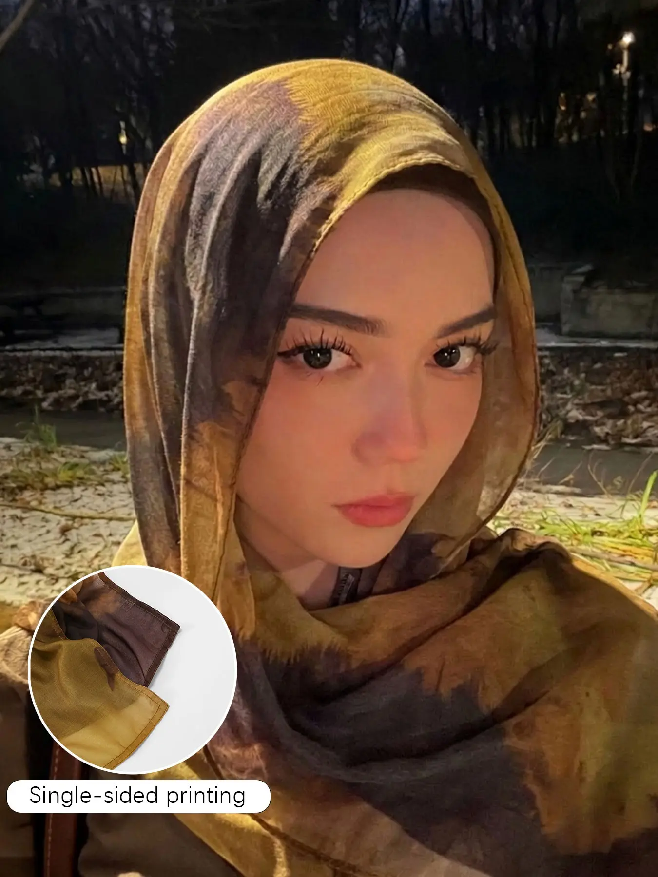 Vintage Art Gradient Print Headscarf, Summer Muslim Hijab, Elegant Autumn Color Silk Scarf, Lightweight Breathable Hijab, Versatile Islamic Headwear