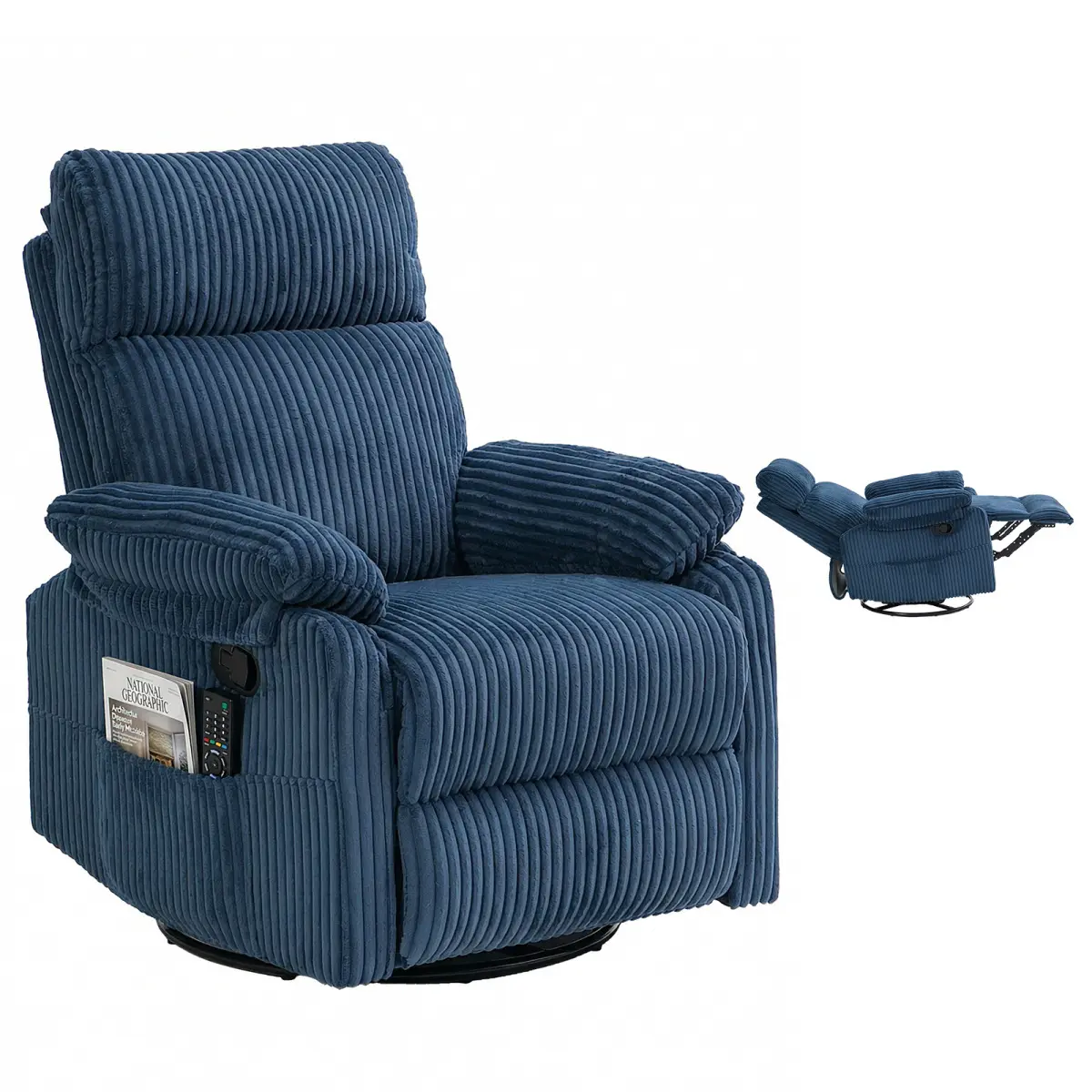 Recliner, 360-degree swivel rocking chair for adults, compact rocking recliner suitable for small spaces, upholstered sliding recliner, for the nursery