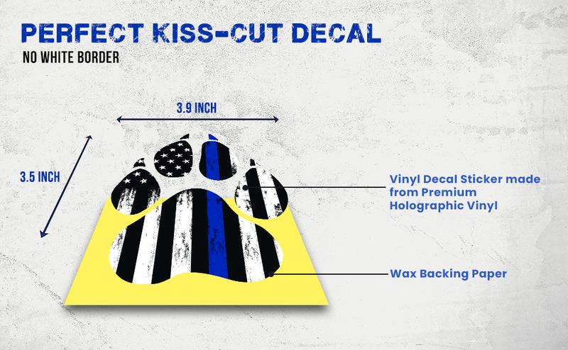 Thin Blue Line Dog Paw Decals 4 Inch X 3.6 Inch Window Decal Sticker Police Blue Line Sticker 2X3 US American Flag Stickers for Cars Car Stickers (Clean Dog Paw)