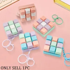 1pc Keyboard Key Cap Keychain, 9-Key Cube Keychain Stress Relief Button Toy, Creative Durable Keyboard Pendant Bag Charm Decoration Gift For Friends