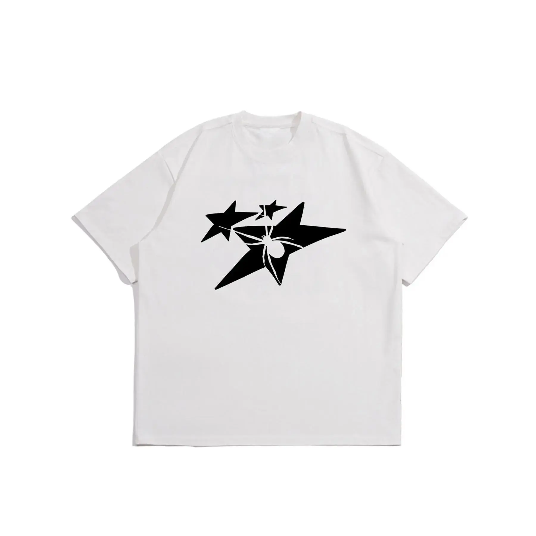 Men's Star & Spider Print Round Neck Tee, Casual Short Sleeve Crew Neck T-Shirt for Summer, Fashion Men's Regular Fit Top for Daily Wear