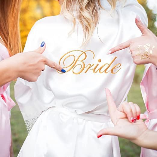 Bridesmaid Robes Rose Gold Bride Robe Wedding Bridesmaid Gift Satin Lace Robe Bridal Dressing Gown Bachelorette Party Pajamas