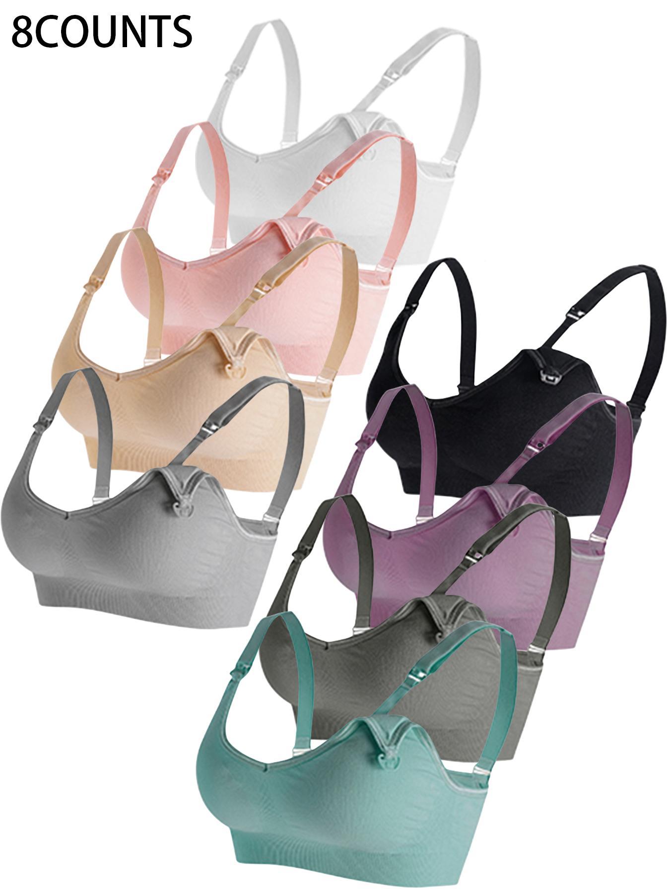 Women's Solid Color Breastfeeding Bra, Breathable Comfortable Double Layer Nursing Bra, Maternity Bra for All Seasons