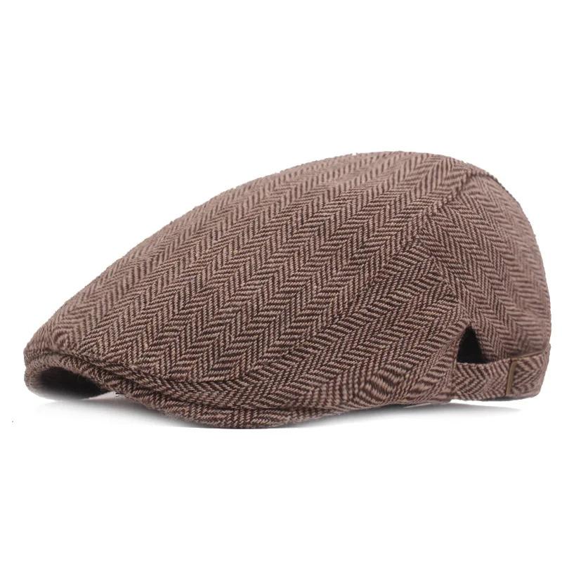 Men Retro Herringbone Grid Newsboy Caps British Painters Hats Spring and Summer Adjustable Flat Cap Hip Hop Berets
