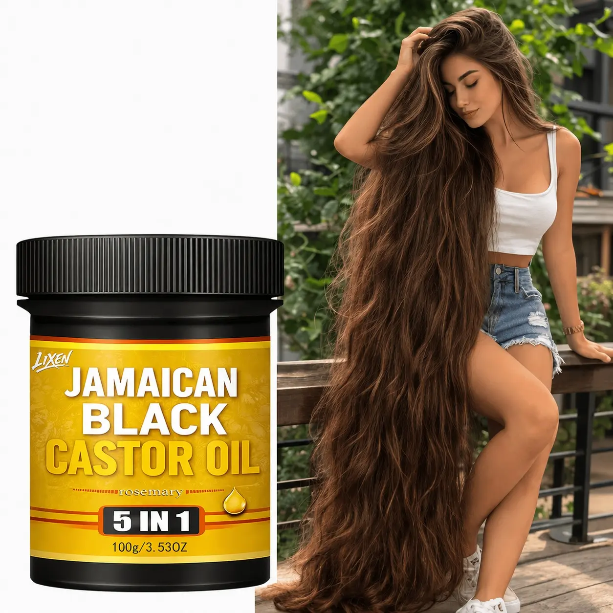 Lixen 3-In-1 Jamaican Castor Oil Hair Balm, Moisturizing & Nourishing, Suitable for All Hair Types, Travel Size, Gift Essential