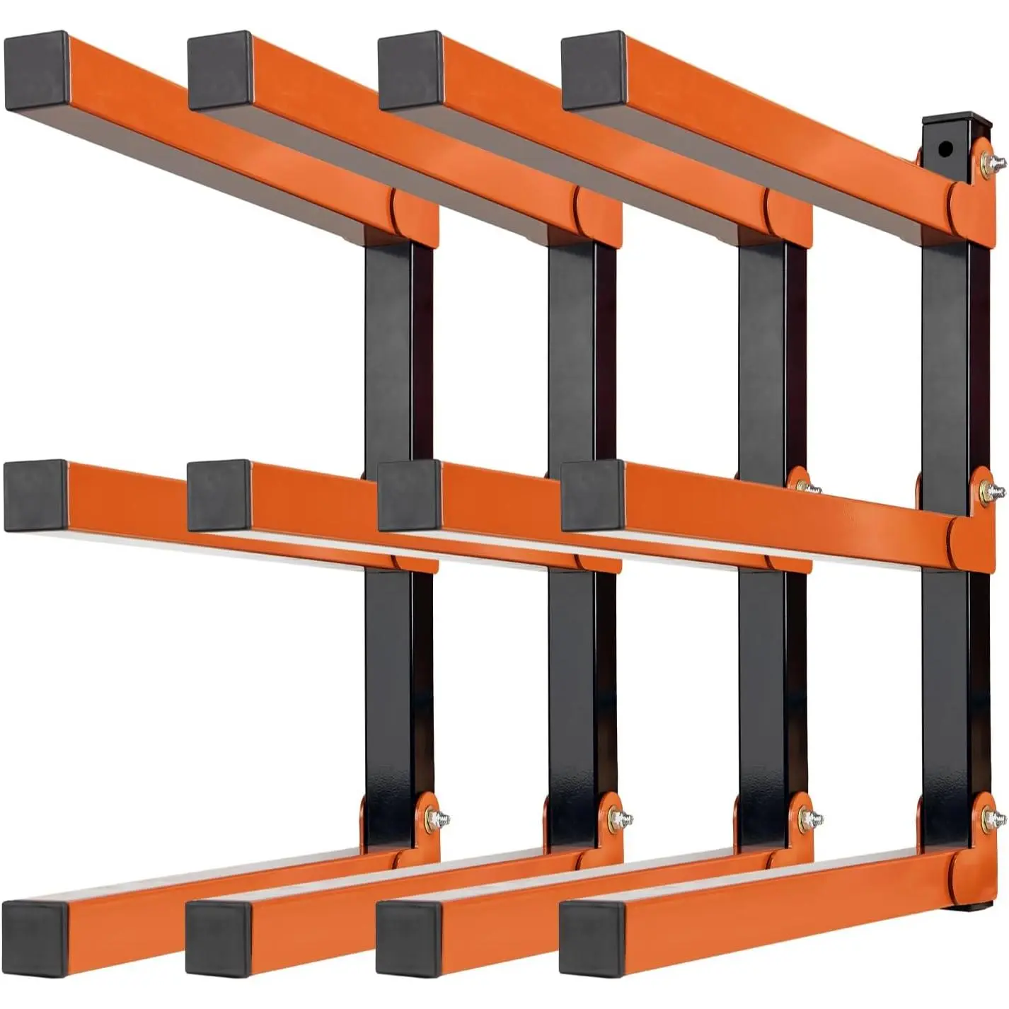 Heavy Duty Steel 3-Level Wall-Mounted Lumber Storage Racks (Set 4, 4 Packs) for Garage, Easy Installation Shelves, Workshop
