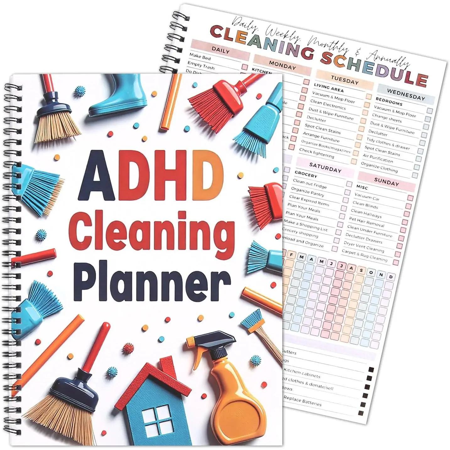 Cleaning Planner for Adults and Teens  Cleaning and Organizing Planner Cleaning Schedule and Checklist Notebook List Daily Weekly Monthly for  Chore Chart  Daily Planner