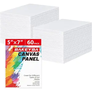 60 Pack 5x7 Inch Small Blank White Canvas Panels 100% Cotton for Kids Acrylic Oil Watercolor Tempera Paints Art Class Supplies