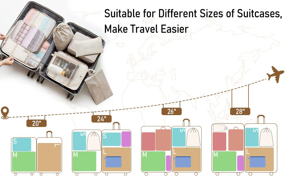 Packing Cubes for Travel - 10 Set Luggage Organizer Bags for Family, Mesh Breathable Travel Packing Cubes for Suitcases Durable Essentials Bags Set