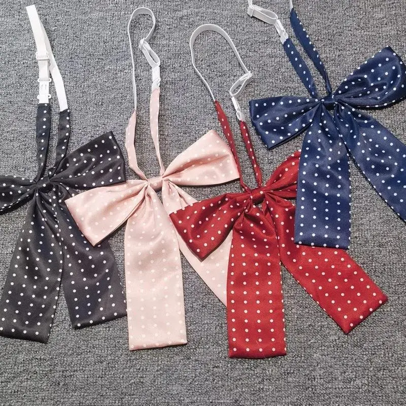 2pcs Polka Dot Long-handled Collar Girl Ghost Bow Tie Cute Student College Style Jk Uniform Accessories