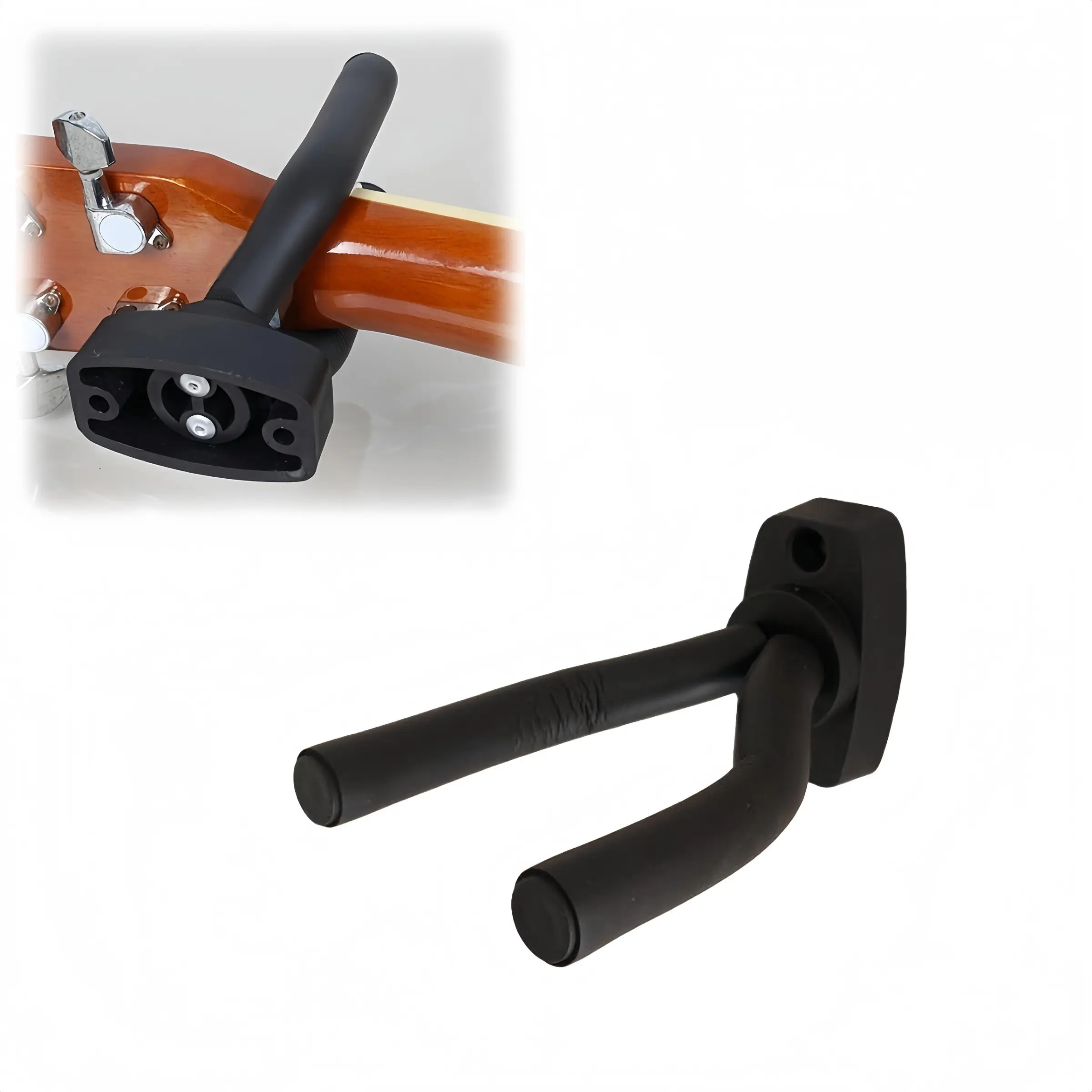 Black guitar and ukulele wall mount, Guitar Holder, space-saving, easy to install, ukulele and guitar display stand, ukulele and guitar wall storage rack, minimalist ukulele and guitar stand, ukulele and guitar accessories