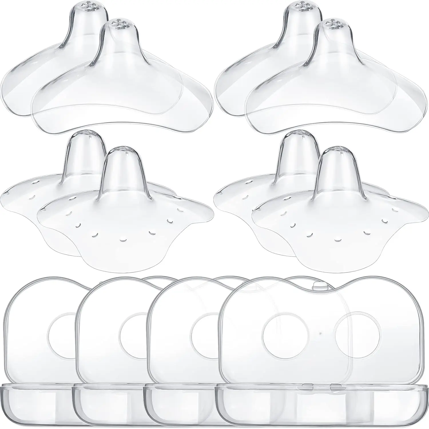 8 Pcs Nipple Shields  Nursing Newborn Breastfeeding 20 mm 15 mm Nipple Shield Bulk Silicone Protector with Clear Carrying Case  Protecting Sore, Flat or Inverted New model
