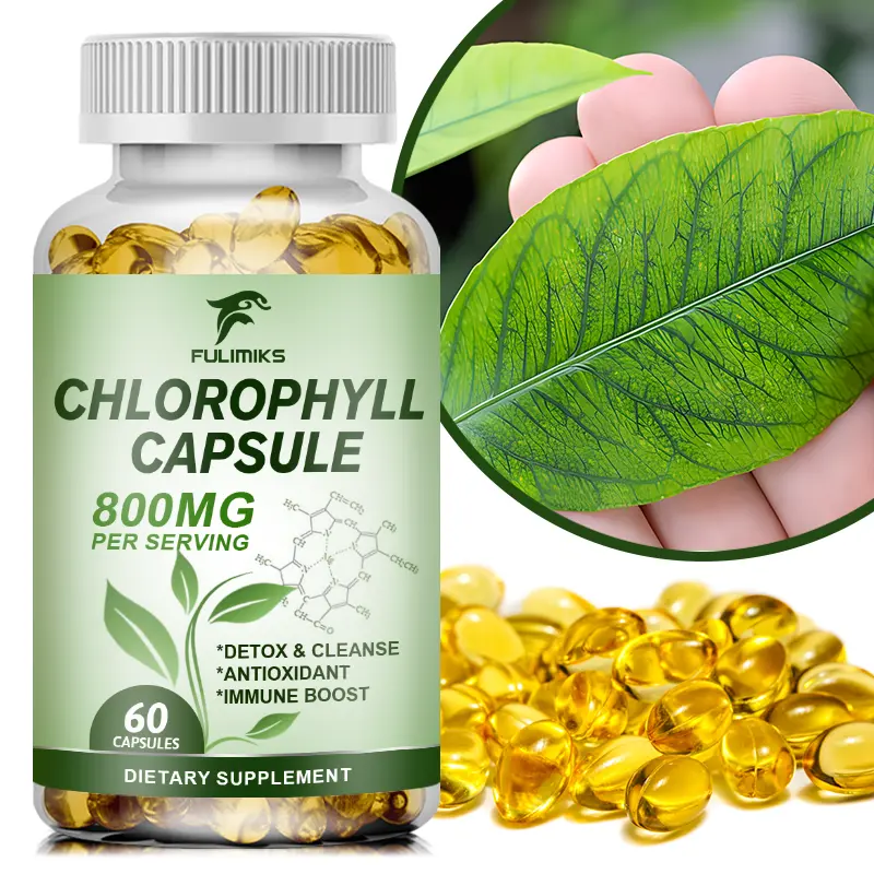 High Strength Chlorophyll Softgels 800mg Per Serving, Emulsified Chlorophyll Concentrate Supplement for Body Cleansing, Antioxidant Protection & Immune Health, 60 Capsules