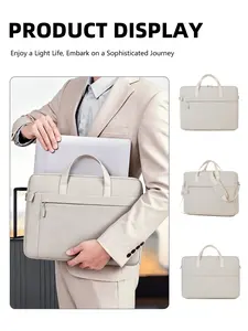 15 15.6 16 Inch Laptop Shoulder Bag, Water-Repellent Fabric Briefcase, Lightweight Toploader, Business Casual or School Use