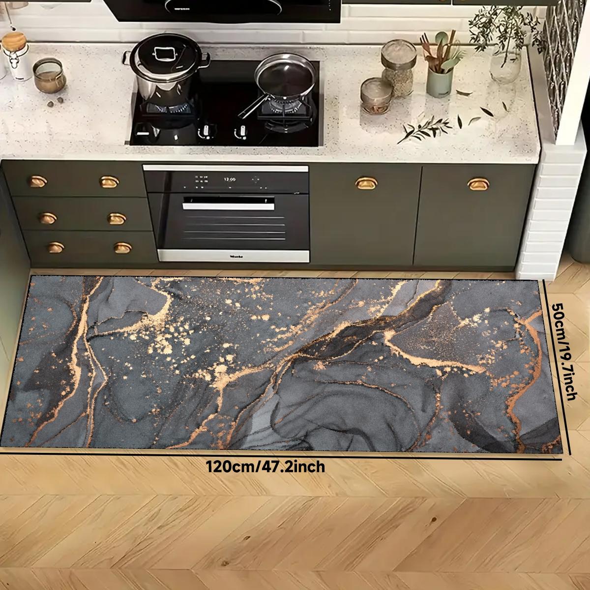 1pc Non-slip Kitchen Floor Mat | Kitchen Mat Set | Marble Pattern Print | Machine Washable, Soft and Comfortable | Rectangular Home Decor Rug | Suitable for Kitchen Areas. Perfect for Kitchens, Living Rooms, Non Slip Rugs