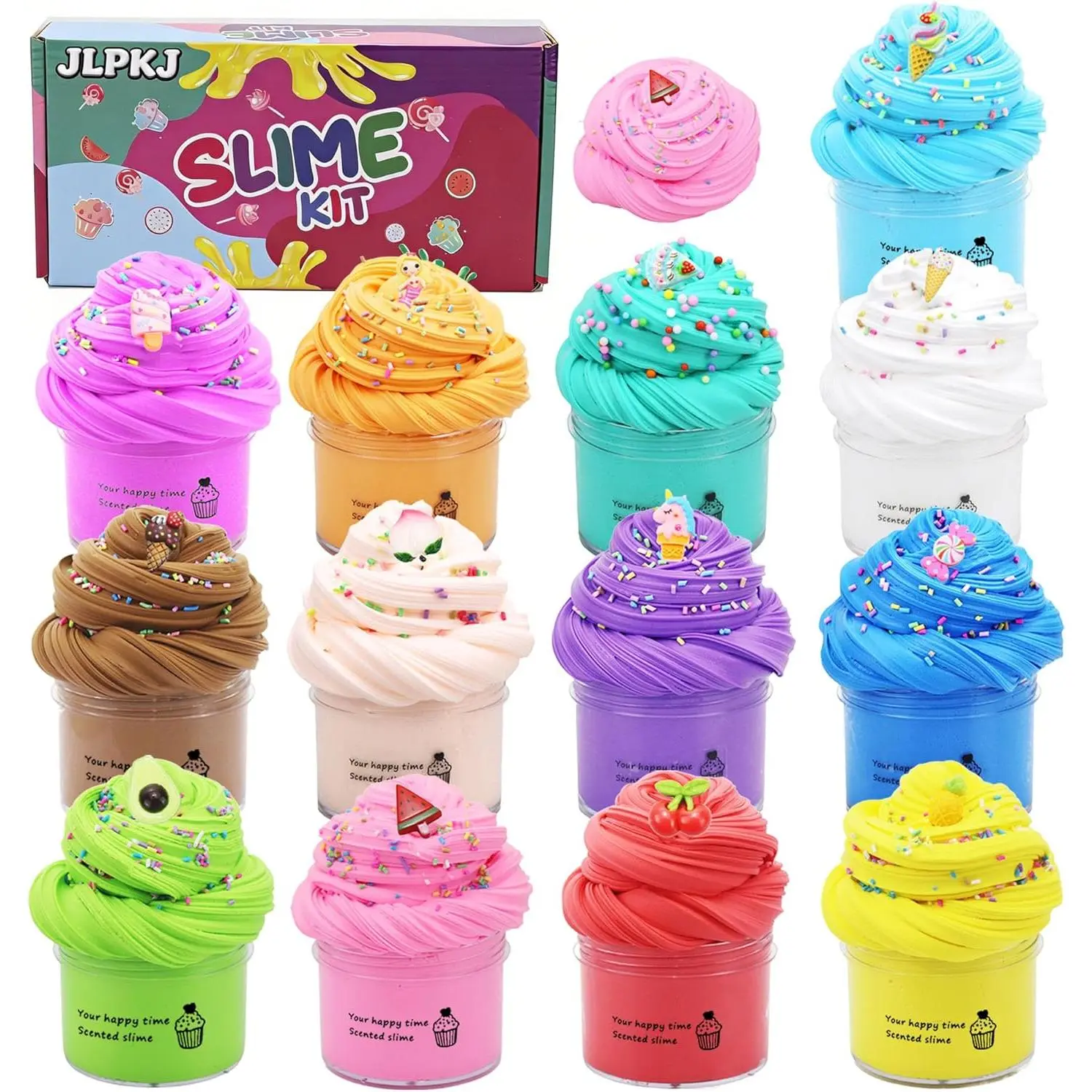 13 Pack Butter Slime Kit Girls,Stress Relief Toy Kids,Party Favors Stretchy and Non-Sticky, Soft DIY Slime Boys.