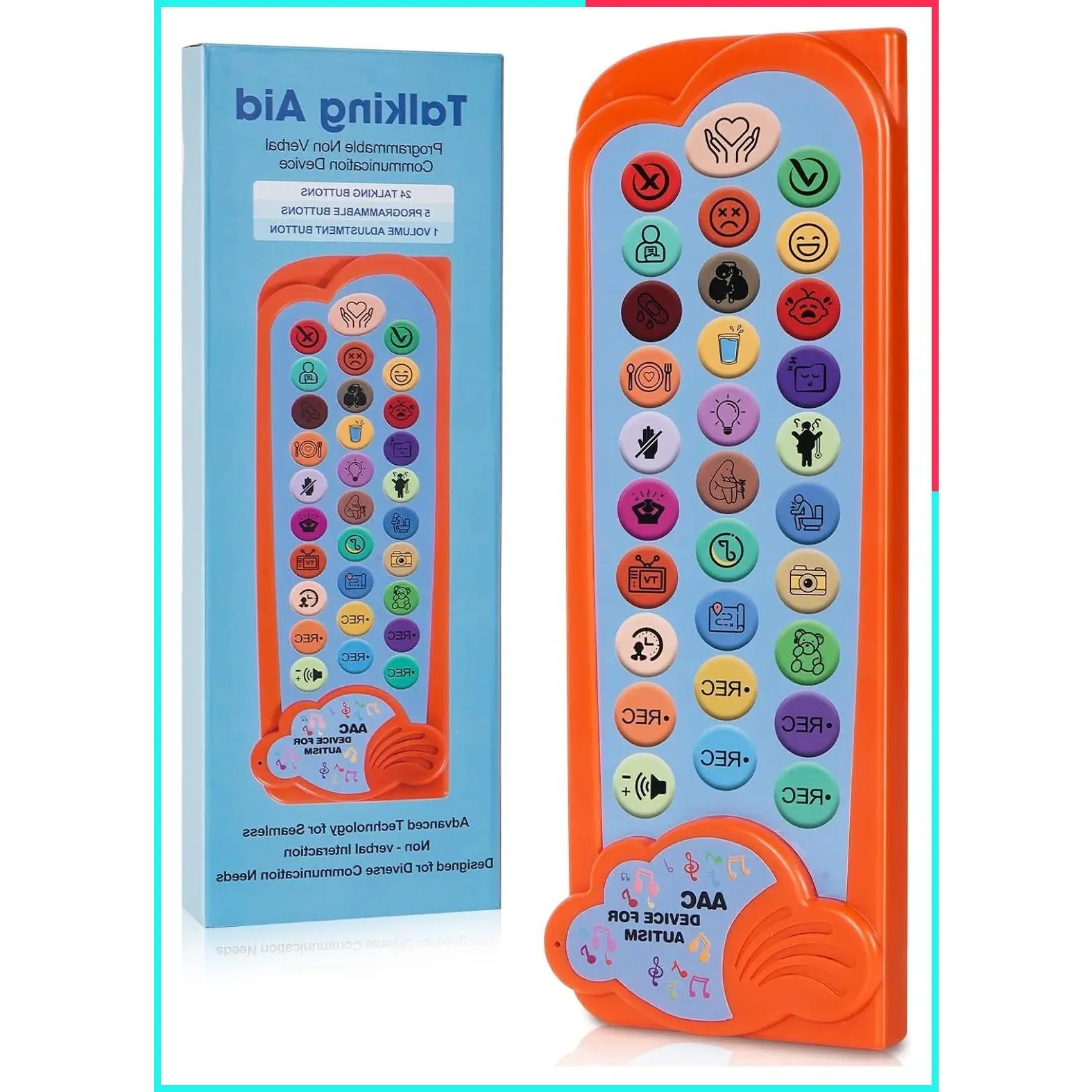 AAC Device for Autism Communication, Speech Therapy Communication Tool for Nonverbal Kids & Adults, Talking Aid with 5 Programmable Buttons & Adjustable Volume