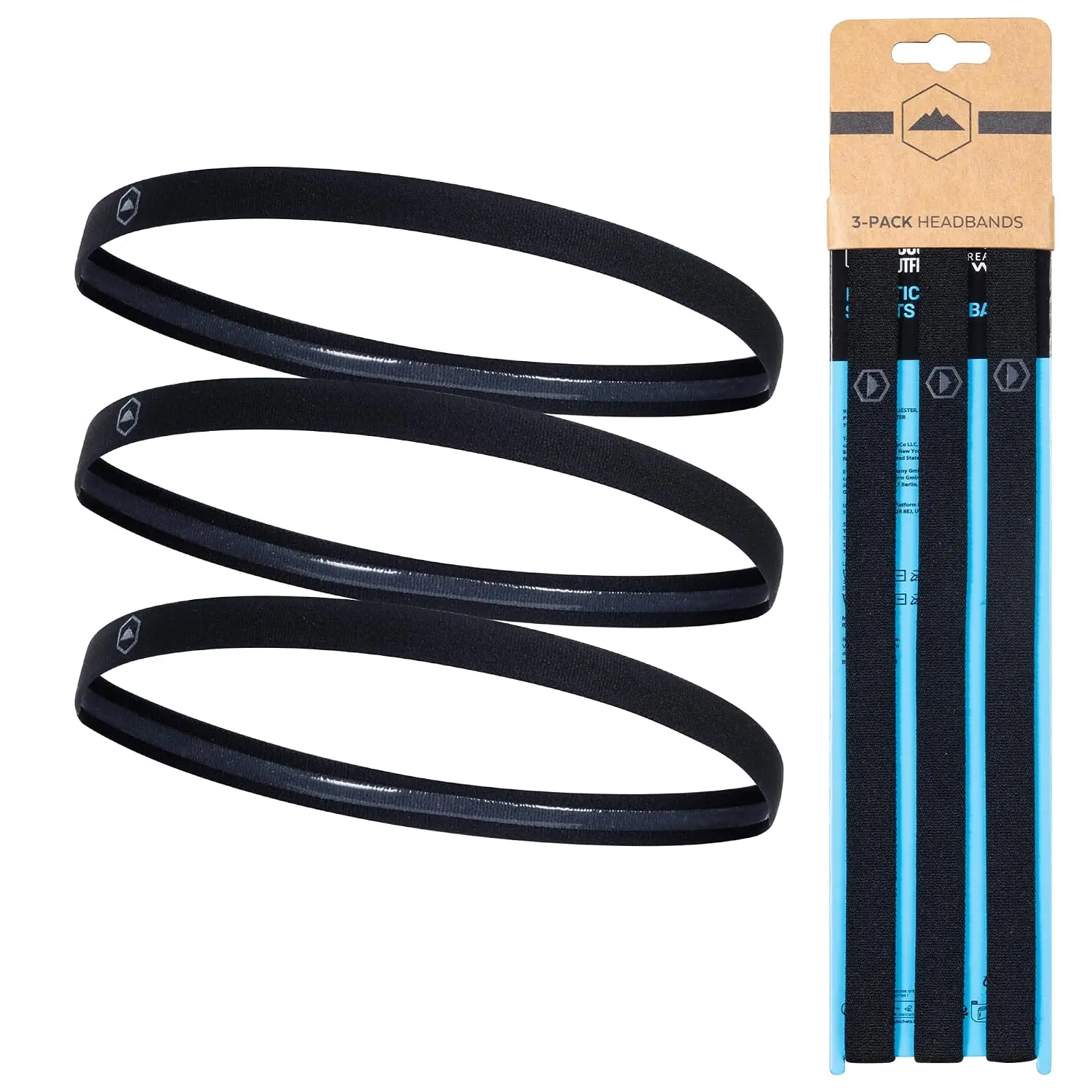 Athletic Headband Set - Thin Headbands for Women - Elastic  Hair Bands Men - Skinny  Hairbands - Non Slip Athletic  Bands for  - Black