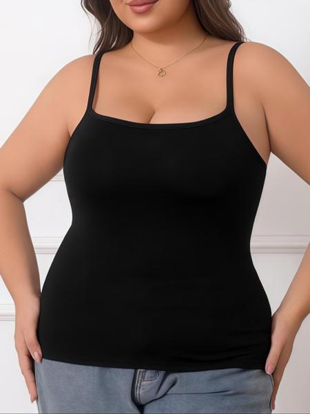Plus Size Women's Adjustable Cami Top with Built In Bra Pad, Soft Comfortable Summer Vest, Casual Wear for Any Occasion