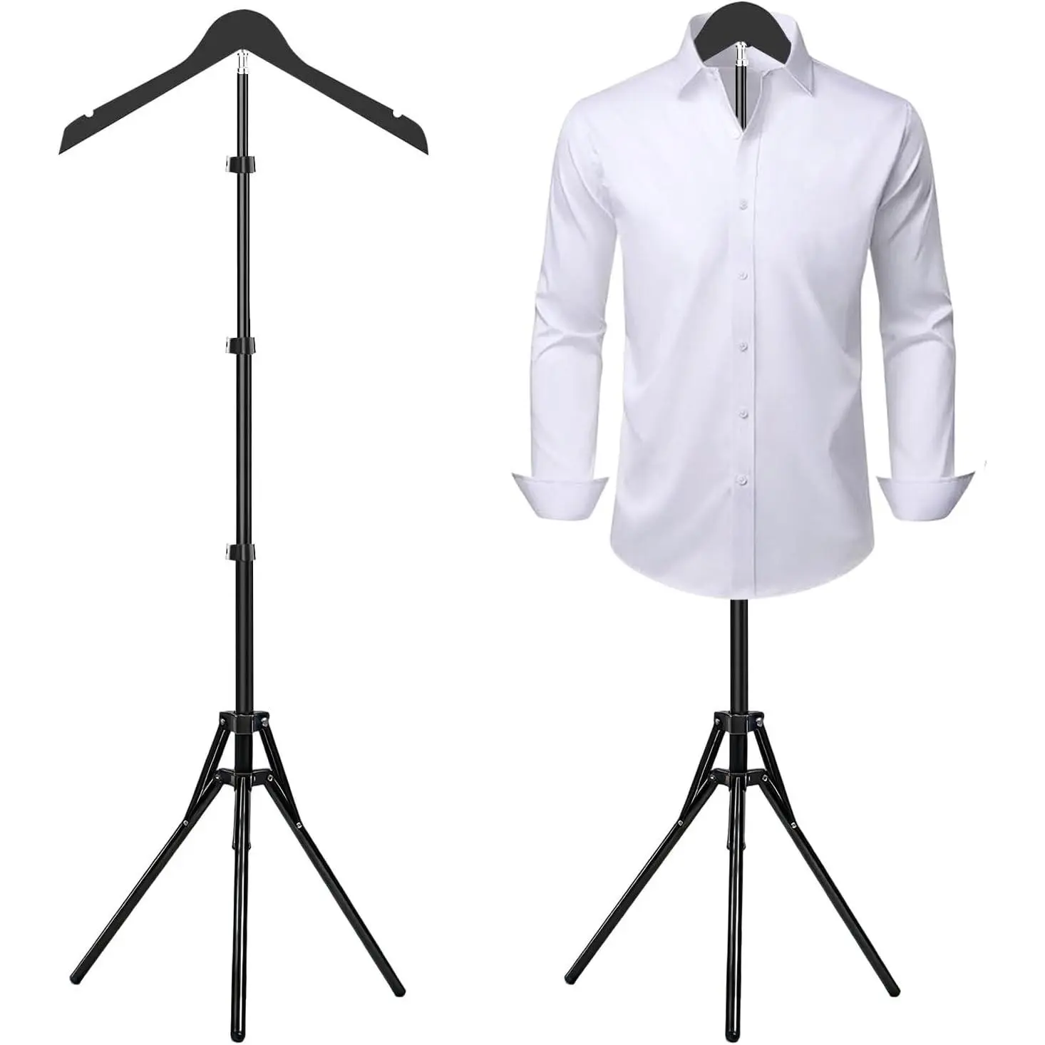 Adjustable Shirt Display Stand 32-63 Inch, Foldable Clothing Display Stand for Retail Vendors, T Shirt Mannequin Torso, Steamer Rack Stand for Dress Clothes Garment