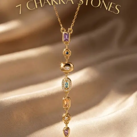1pc Bohemian 7 Chakra Stone Y Necklace for Women 18K Gold Plated Waterproof Non Tarnish Gemstone Vertical Drop Pendant Choker Aesthetic Protection Jewelry Daily Casual Party Birthday Gifts Viral TikTok Aesthetic Trendy Jewelry Accessories