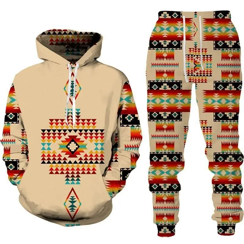 mens sweats   2025 European And American 3D Printed Long-sleeved Hoodie Sweatshirt And Trousers Men's Suit
