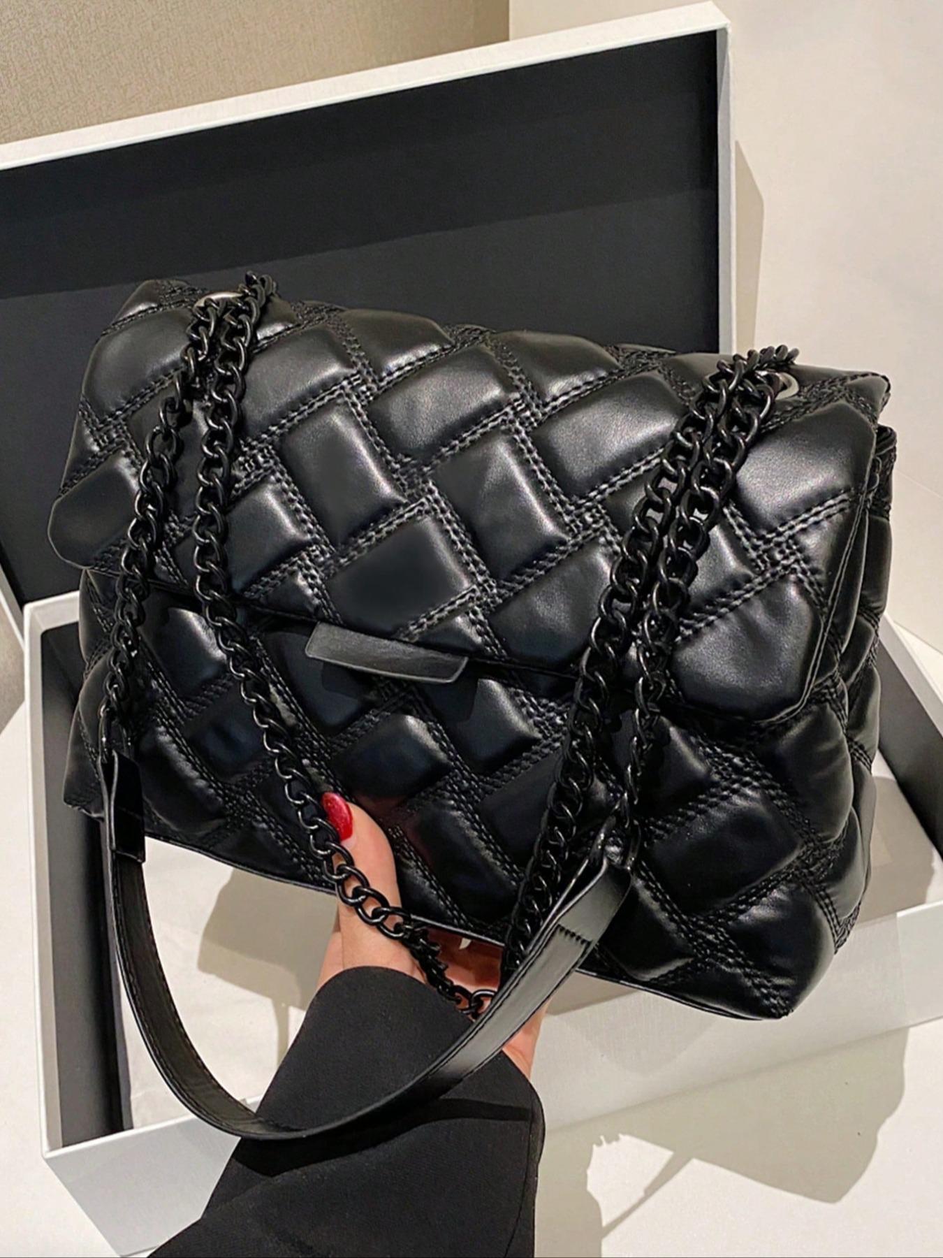 Women's Elegant Quilted Chain Strap Crossbody Bag, Casual Trendy Bag, Trendy Minimalist Shoulder Bag, Chic All-match Crossbody Bag for Daily & Work Use, Crossbody Purses