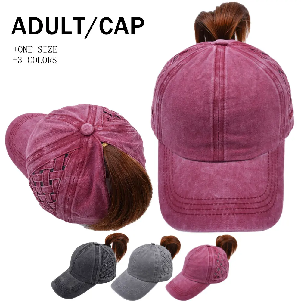 Criss-Cross Woven Basket Ponytail Cap for Women - Soft Cotton Material, Unique Design Dress Up Hat Snap Back Hat