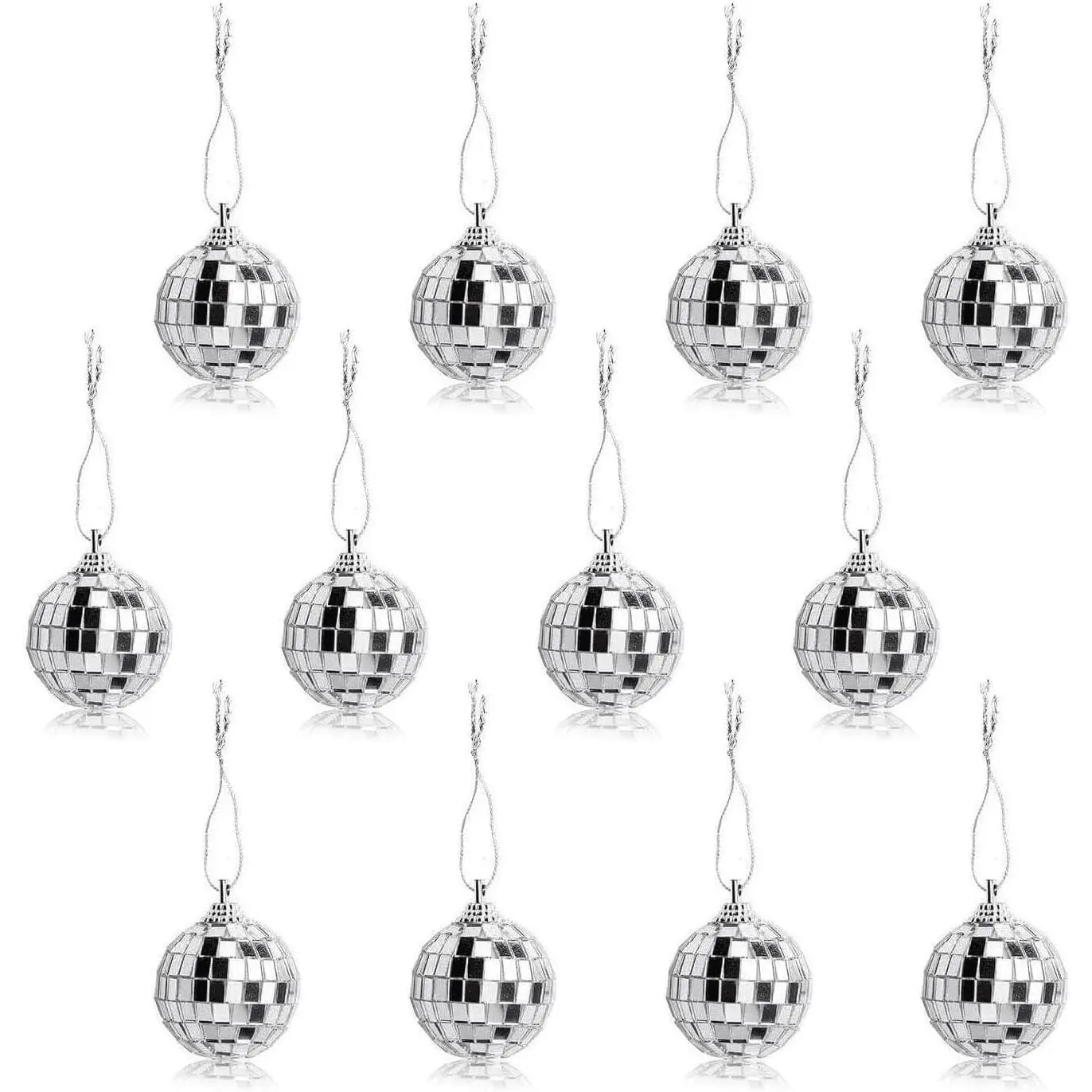 12 Pcs Silver Disco Mirror Ball for Party Decoration, Christmas Tree Wedding Birthday Party Ornaments(4CM)fidget toys