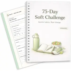 75-Day Soft  Planner (Undated) - Gentle Habit  & Daily  Journal, 5-Minute Routine,  Actions System, Reflection Prompts, Milestone Check-Ins