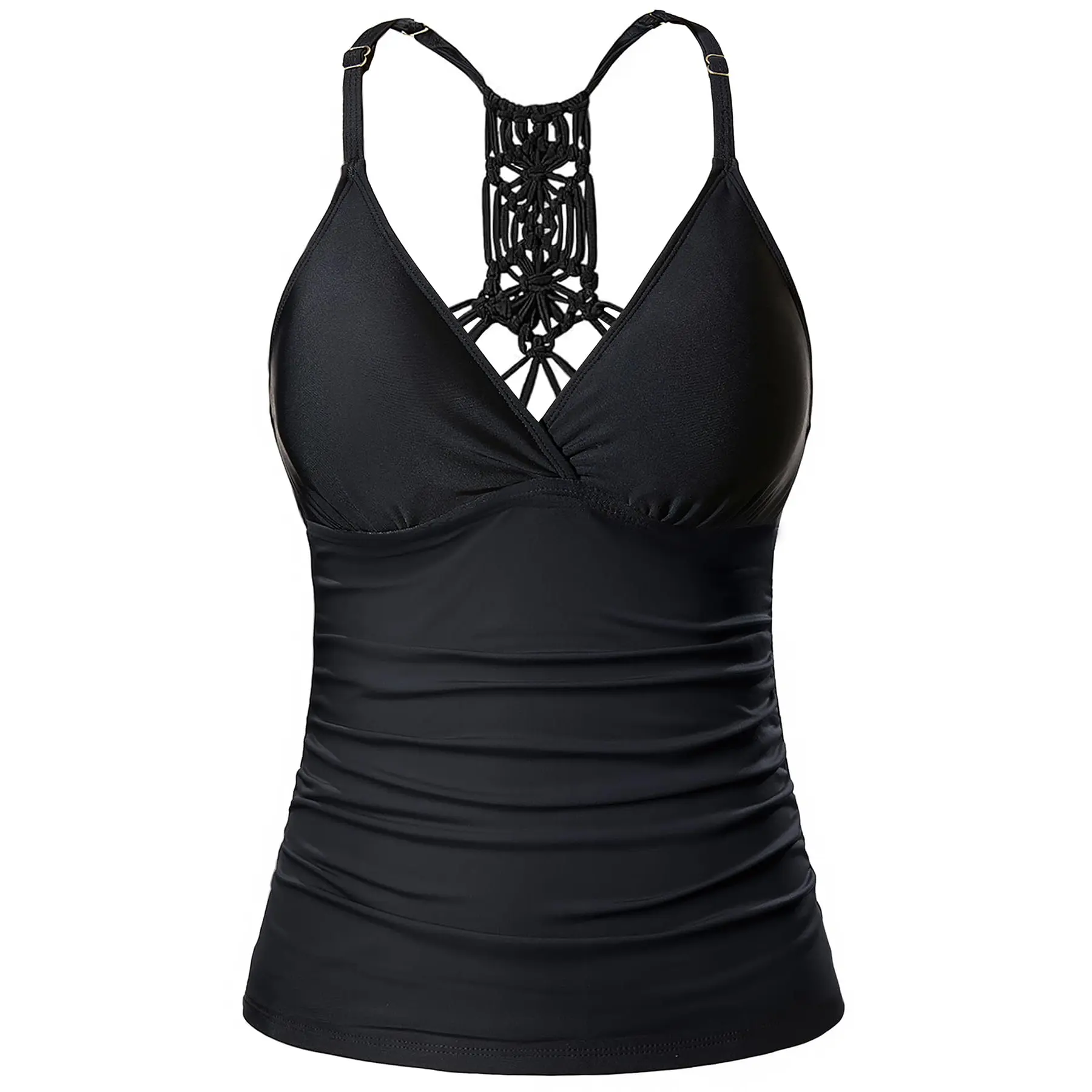 Holipick Tankini Top for Women V Neck Tummy Control Swim Top Ruched Bathing Suit Top Only No Bottom
