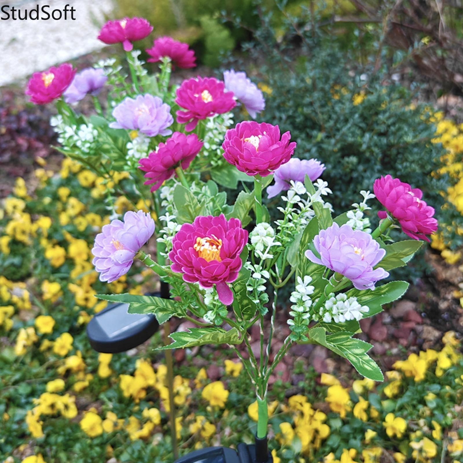 New 7-Head Solar Snow Lotus Light — Outdoor Realistic Artificial Flower Lamp, 7-Branch LED Faux Flower Ground Stake Light & Lawn Lamp