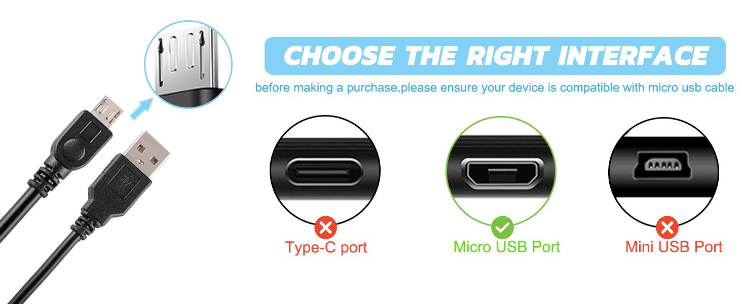 2 Pack 10Ft Controller Charging Cable for PS4, Play and Charge Micro USB Charger High Speed Data Sync Cord for Sony PlayStation 4 PS4 Slim/Pro Controller, Xbox One S/X Controller, Android