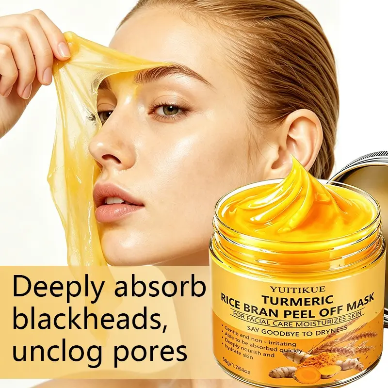 Yuitikue Turmeric Rice Peel-Off Mask, Moisturizing Cleanse & Repair, Contains Curcumin, Niacinamide, Alpha Arbutin, Hyaluronic Acid, 50g