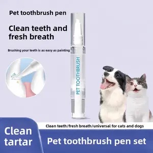 Japanese Pet Toothbrush Pen with Toothpaste 2 in 1, Cat Dog Oral Cleaning Kit for Plaque Removal Bad Breath Relief,Dental Care Set for Puppy Kitten