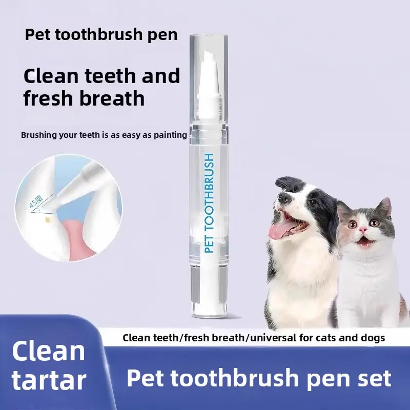 Japanese 2-in-1 Pet Toothbrush Pen with Toothpaste, Dog & Cat Oral Care Kit, Plaque Removal Tool, Tartar Control, Toothbrushes for Clean Teeth, Fresh Breath (Suitable for Puppy/Kitten)