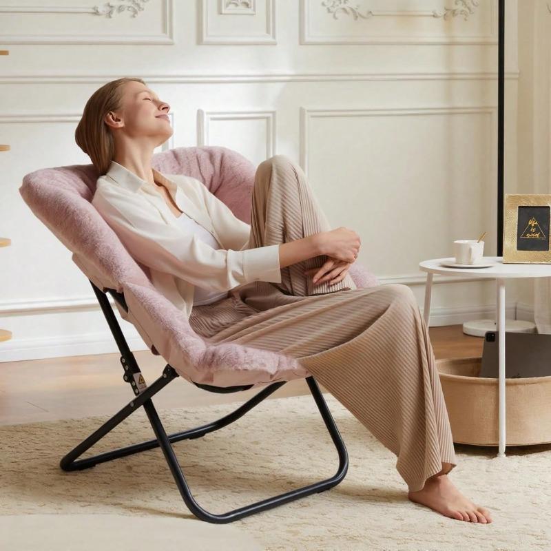 Sweetcrispy Sweetcrispy Comfy Chair For Adults, Soft Faux Fur Folding Lounge For Bedroom Living Room Dorm Rooms Flexible Reading Chair For Teens, Large Size Foldable,Square-Pink