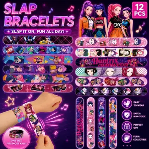 2026Hot Birthday Party Supplies Kit Anime Pattern Slap Bracelets Fashion Cartoon Wristbands for Kids Adults Party Gift Fashion Accessories