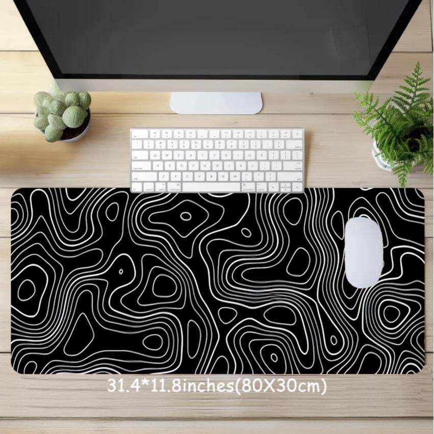 Abstract Terrain Line Pattern Mouse Pad, Rectangle Gaming Mouse Pad, Non-slip Rubber Pad, Aesthetic Desktop Decoration Protective Pad for Laptop, Desktop Computer Games, Desktop Accessory