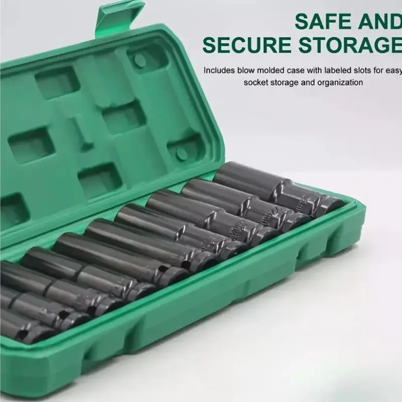 10-Piece Electric Wrench Socket Set, Extended Sockets with Adapter, Internal Wrench Hex Tools, Complete Home Repair Kit