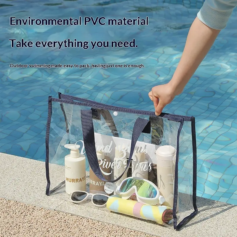 New portable swimming bag, cosmetic storage bag, multi-functional waterproof transparent washing bag, large-capacity beach bag.