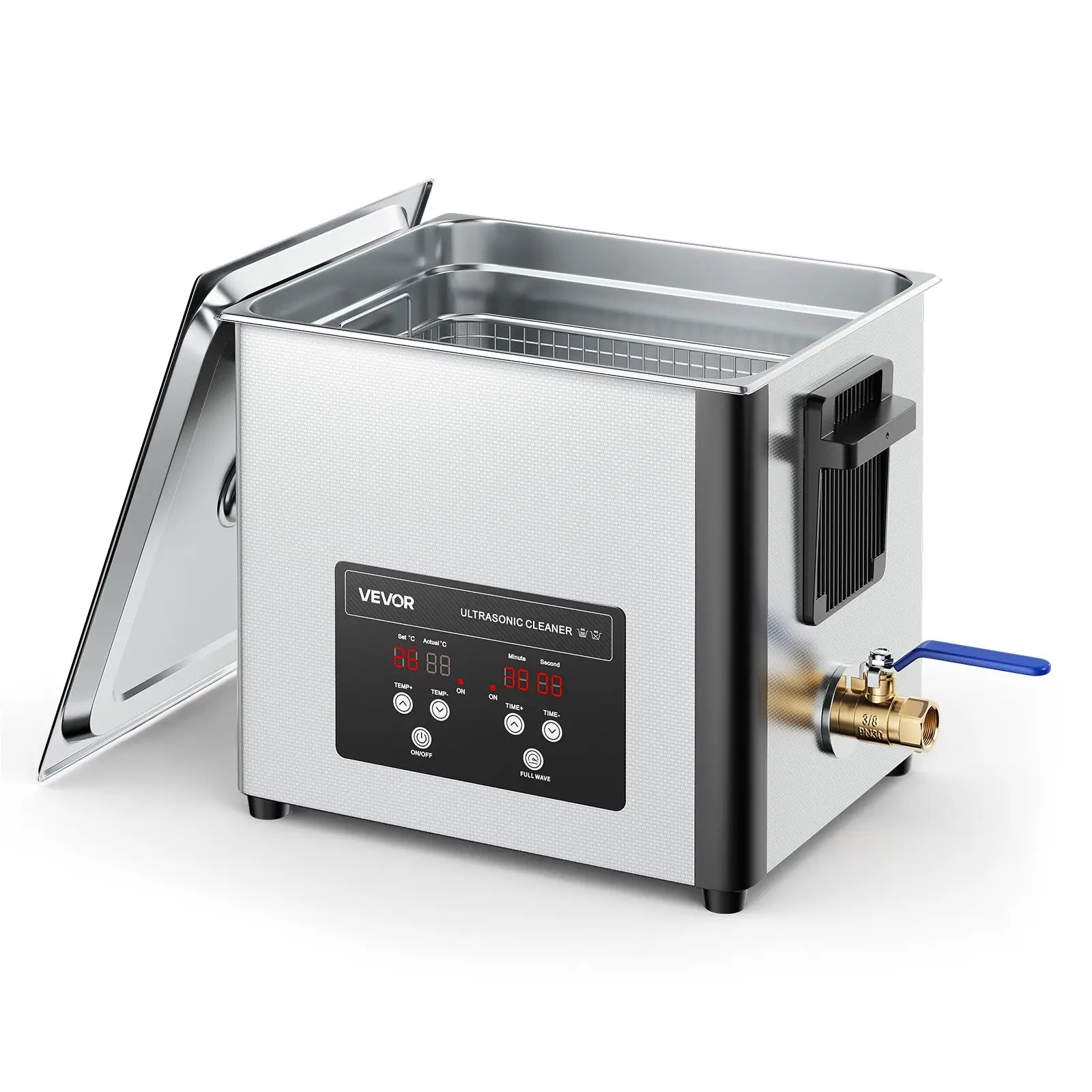 VEVOR 10L Professional Ultrasonic Cleaner Machine, 180W 40kHz Advanced Transducer Technology, Corrosion-Resistant Stainless Steel Cleaning Basket, Digital Display, Adjustable Cleaning Temperatures, 12.99x10.55x11.61in, 360° Deep Clean for Razors, Corrosio