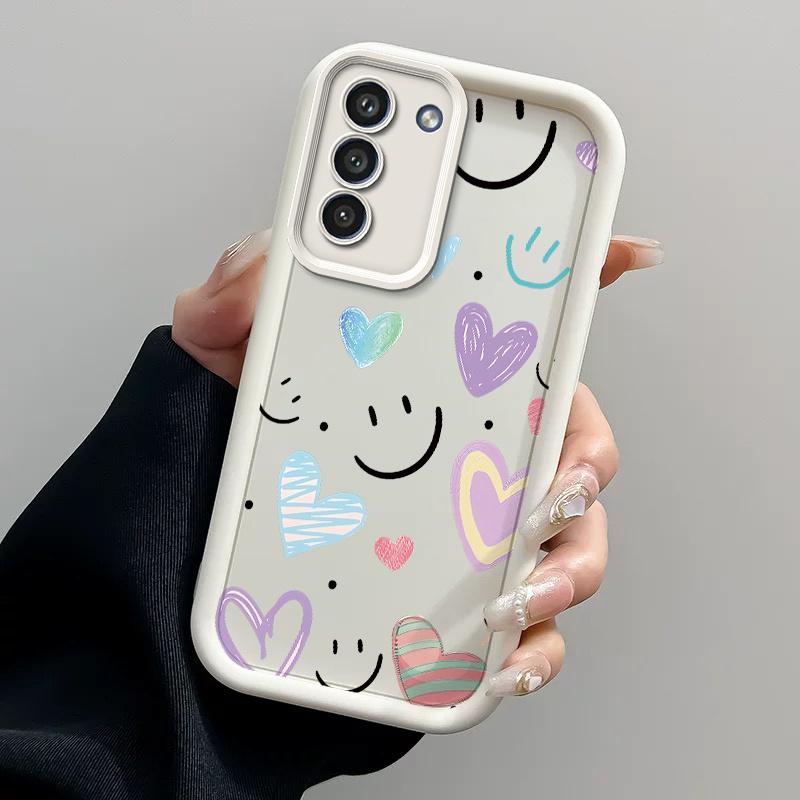 Phone case: Phone Case Suitable for Samsung for Samsung Galaxy S26 S25 S24 S23 S22 S21 Fe Plus Ultra A13 A14 A15 A16 A17 A33 A34 A35 A36 A52 A53 A54 Note20 TPU Protective casing Shockproof Trendy Shell Cute Face And Graffiti heart Back Cover
