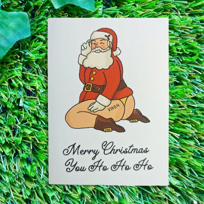 2card+2envelope Merry Christmas You Ho Ho Ho Handmade Greeting Card Funny Santa Christmas Card - Handmade Gift - Blank Card