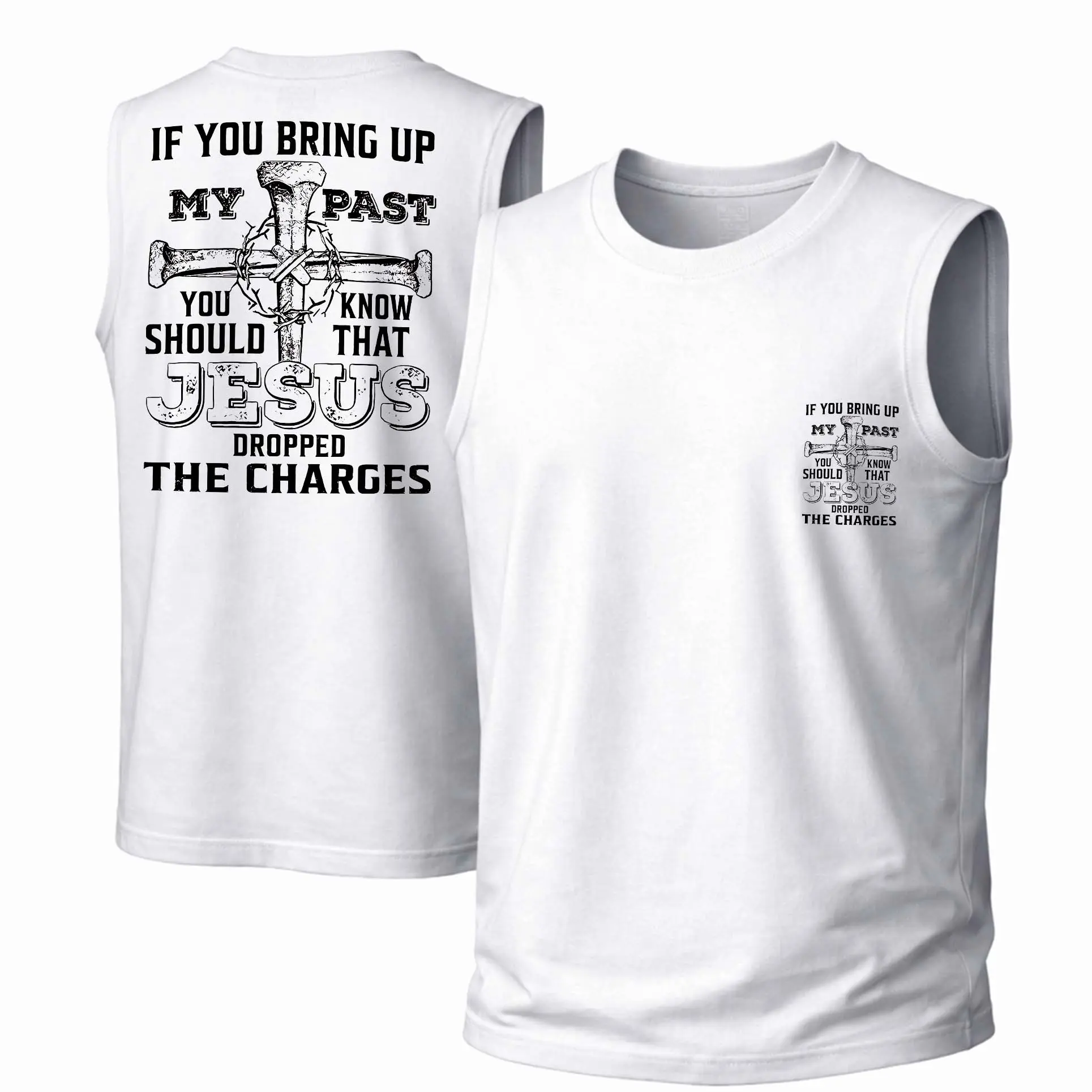 Unisex Streetwear Graphic Tank Top, Loose Fit Retro Sleeveless Garment in Breathable 100% Cotton Fabric, Menswear, Soft, Round Neck, Casual Wear