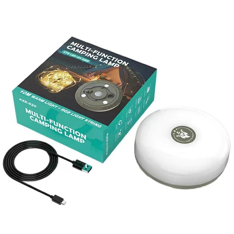 2 Pack Camping String Lights, 4 in 1 Quick Storage 32.9ft Rechargeable Tent Light String with 8 Lighting Modes, Hanging Waterproof Portable LED Lights for Outdoor, Patio, Awning, Party Essentials, Camping Accessories