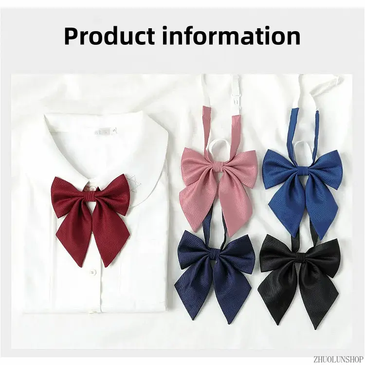 2024 New Solid Color Bow Tie 2-in-1 Set, Elegant Neck Tie & Hair Tie for Women Teen Girls, Plain Versatile Accessory for Daily Outfit Matching