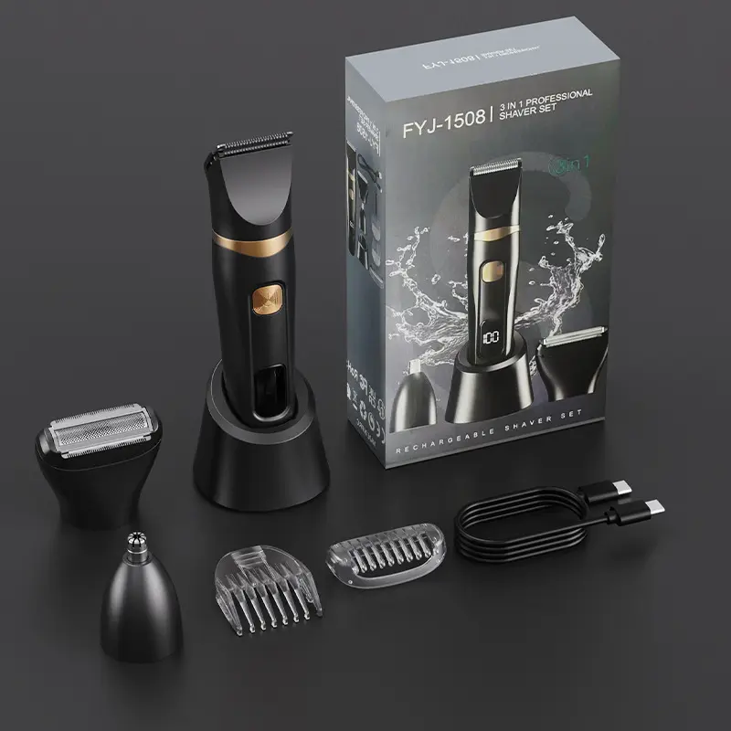 Men's Electric Shaver, USB Rechargeable, Multi-Function Trio, Portable Electric Razor, Beard Trimmer, Hair Clipper, Cordless Shaver, Body Hair Trimming, Cordless Rechargeable Trimmer, Set, Usb Cable, Safe Trim, Rotating Head Hair Trimmers & Clippers