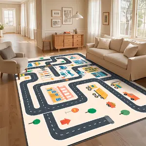 Local Delivery Multi Sizes Polyester Kids Maze Track Game Style For Living Room Bedroom Nursery Playroom Washable Non Slip Boho Farmhouse Runner Rug