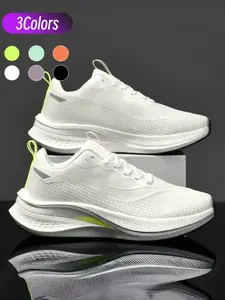 1 Pair Unisex Lightweight Cushioning Mesh Running Shoes, Multiple Colors Available. Flyknit mesh upper, gradient color-block design, flexible cushioned midsole, anti-slip & wear-resistant outsole, for daily commute & running
